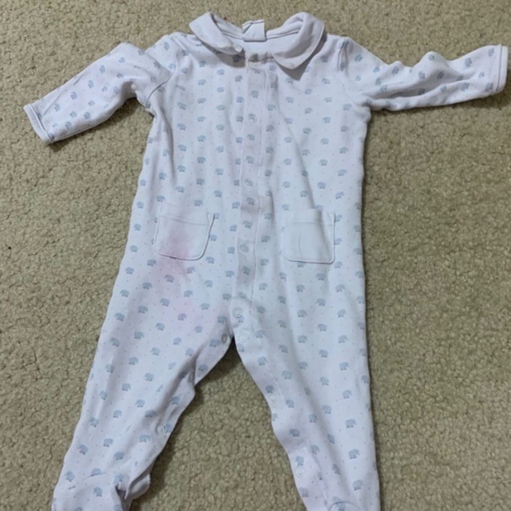 Starting out boys elephant print footie 6 M